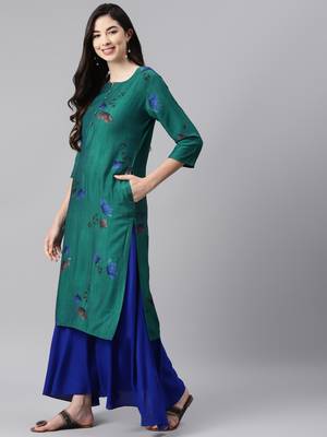 Green printed cotton ethnic-kurtis 3