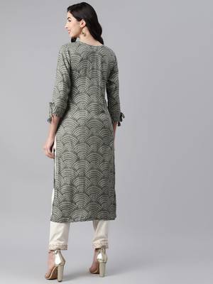 Grey printed cotton ethnic-kurtis 4