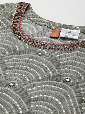 Grey printed cotton ethnic-kurtis 5