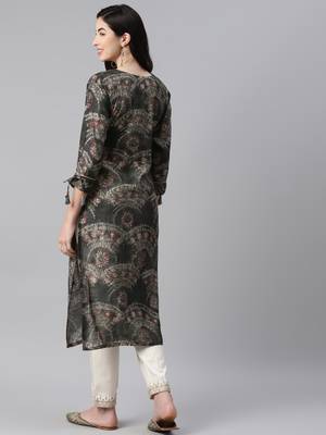 Grey printed cotton ethnic-kurtis 4