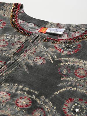 Grey printed cotton ethnic-kurtis 5