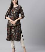 Navy-blue printed cotton ethnic-kurtis