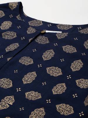 Navy-blue printed cotton ethnic-kurtis 5