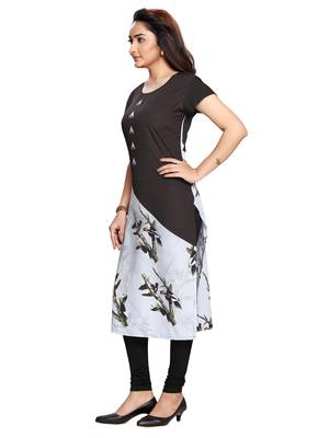 Grey printed cotton ethnic-kurtis 3