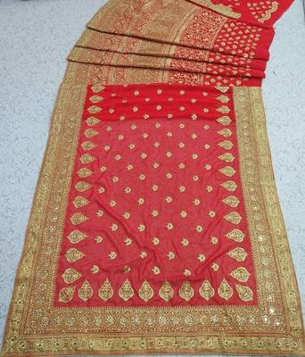Red color georgette Half & Half Lehenga Style Saree 2