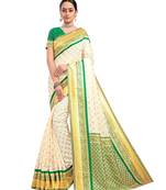 White woven faux kanjivaram silk saree with blouse