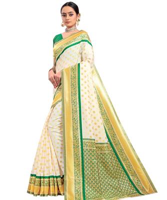 White woven faux kanjivaram silk saree with blouse 2