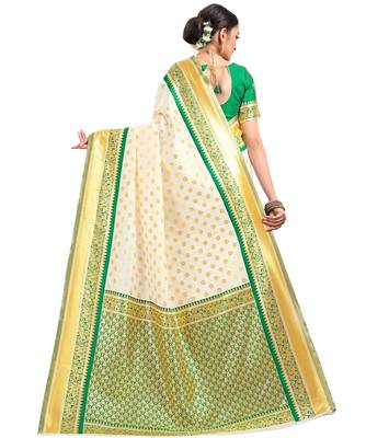 White woven faux kanjivaram silk saree with blouse 4