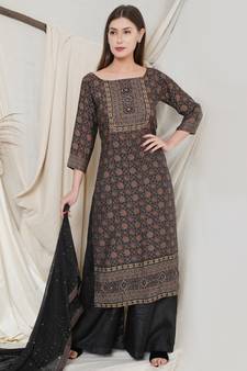 Black digital print pure silk salwar
