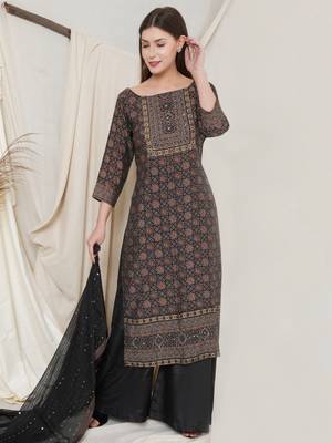 Black digital print pure silk salwar 2