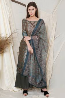 Green digital print pure silk salwar