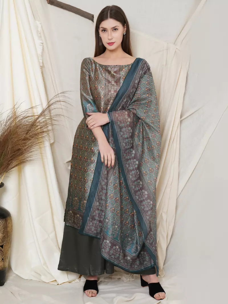 Green digital print pure silk salwar