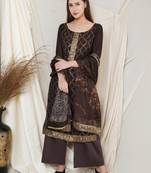 Brown embroidered chiffon salwar