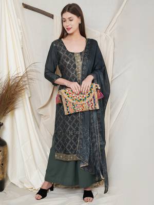 Teal embroidered chiffon salwar 1