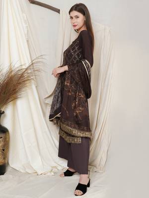 Brown embroidered chiffon salwar 2