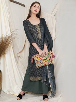 Teal embroidered chiffon salwar 2