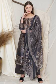 Black digital print pure silk salwar