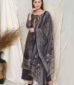 Black digital print pure silk salwar