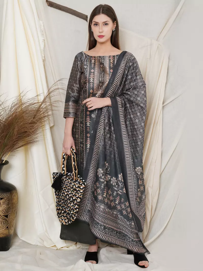 Green digital print pure silk salwar