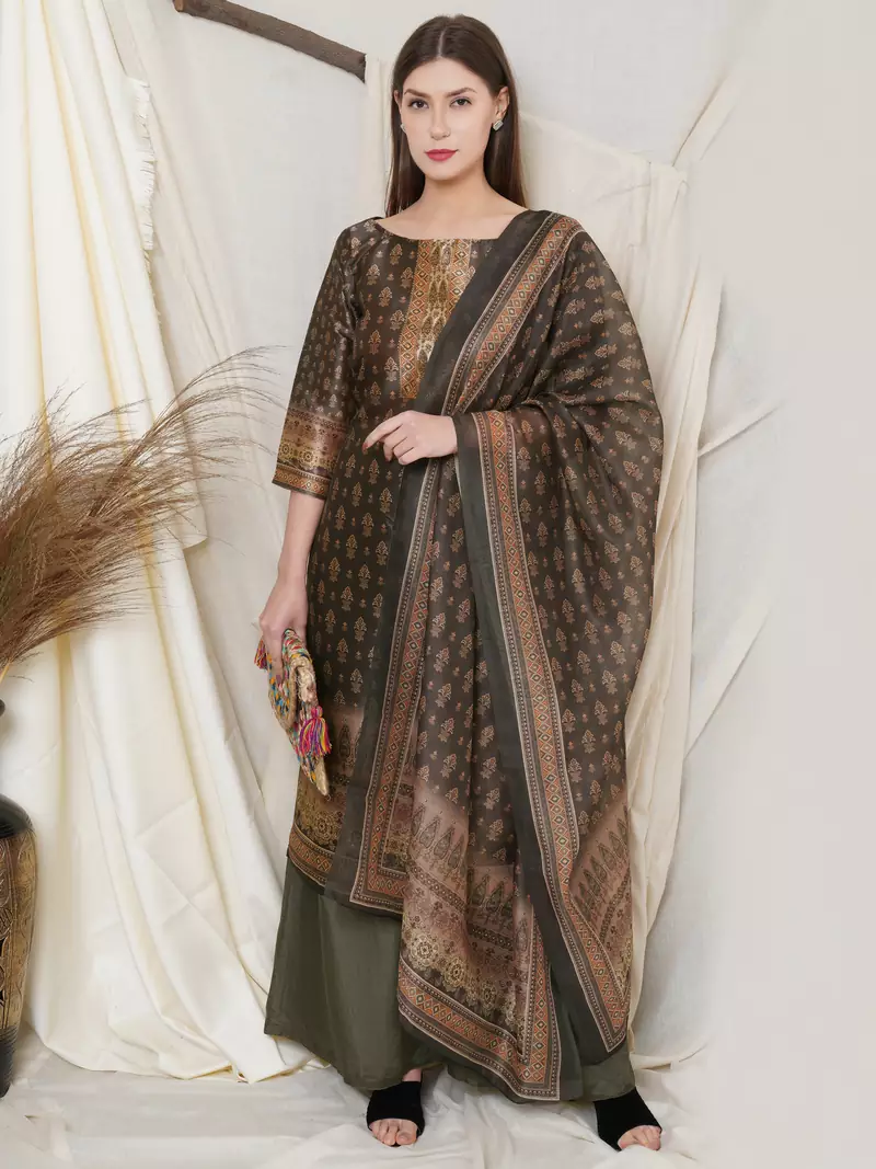 Black digital print pure silk salwar