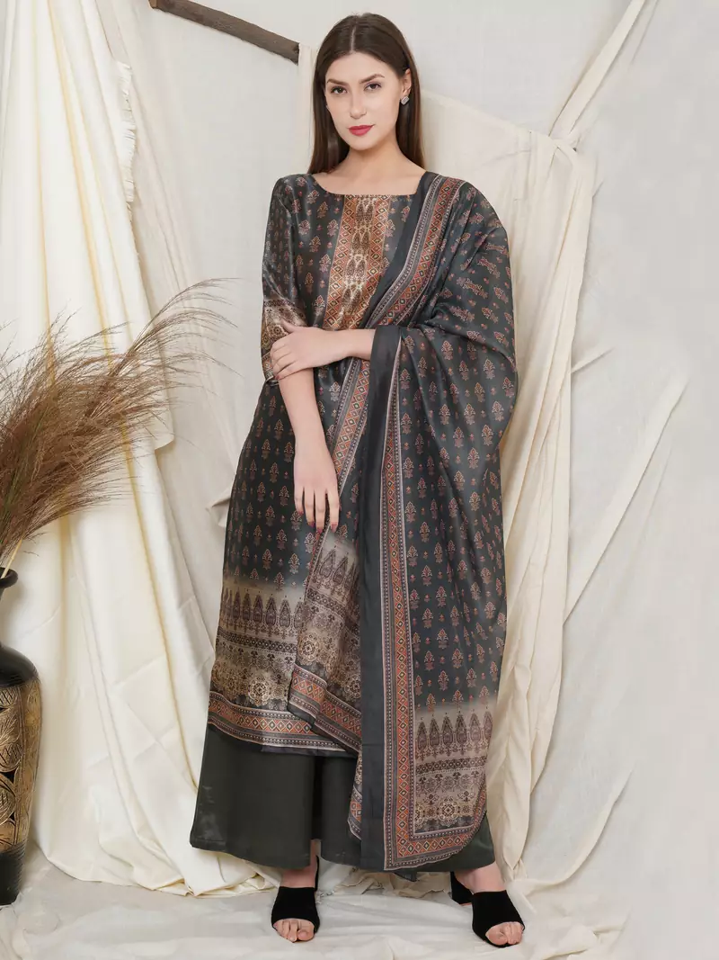 Green digital print pure silk salwar