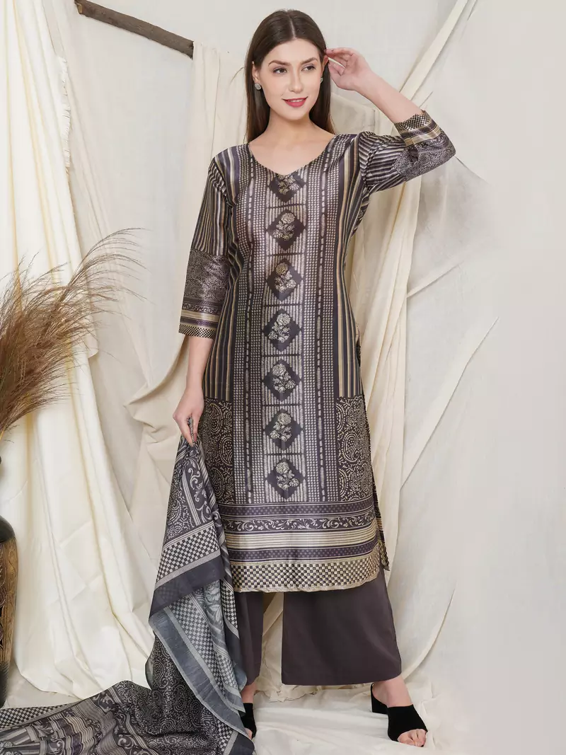 Black digital print pure silk salwar