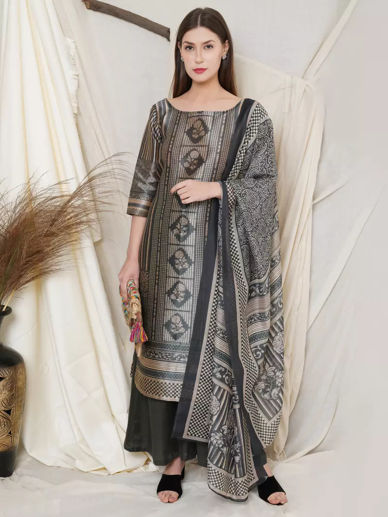 Green digital print pure silk salwar