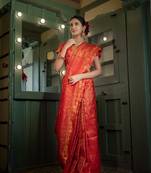 Red Women Sela Silk Designer Zari Saree
