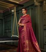 Purple Women Sela Silk Designer Zari Saree