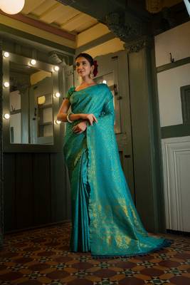 Sky_Blue Women Sela Silk Designer Zari Saree 1