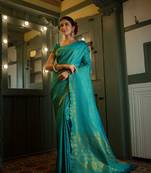 Sky_Blue Women Sela Silk Designer Zari Saree