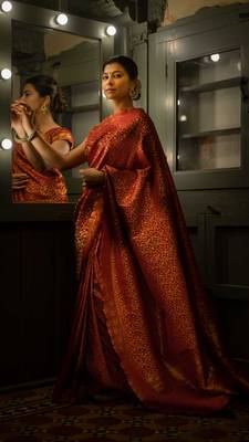 Maroon Women Sela Silk Designer Zari Saree 1