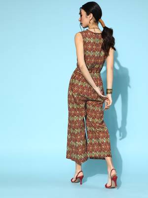 Maroon printed cotton indowestern 3