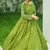 Phenomenal Olive Green Cotton Base Mirror Work Designer Gown