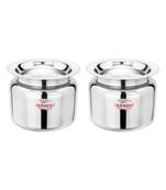 Stainless Steel Ghee Pot Oil Pot  Ghee Storage Container  Pack of 2 Capcity 250ml  (Dia 8.5cm  H 6.5cm)