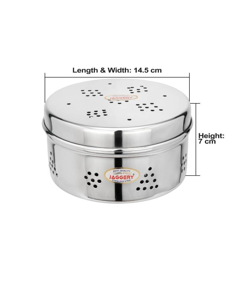 Stainless Steel Hole Dhaniya Dabba   Sprout Canister with Air Ventilation Coriander Box  Capacity  800ml  1pcs