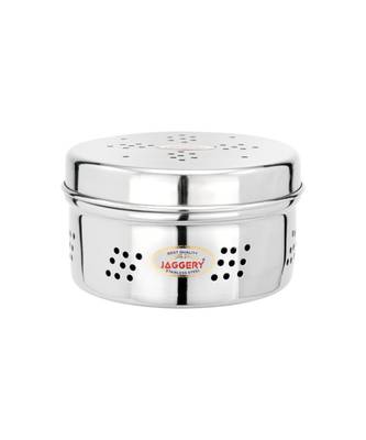 Stainless Steel Hole Puri Dabba   Sprout  Dhaniya Dibba  Pack of 2(Dia 10.5cm H 5.5cm)and(Dia 12.5cm H 6) 3