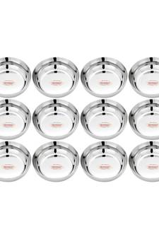 Stainless Steel Heavy Gauge Apple  Halwa Plates  with Mirror Finish Pack of 12 (Dia 9cm H 2.5cm  Capacity 110ml)