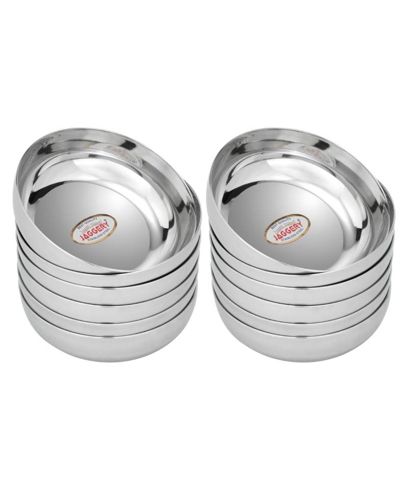 Stainless Steel Heavy Gauge Apple  Halwa Plates  with Mirror Finish Pack of 12 (Dia 9cm H 2.5cm  Capacity 110ml)