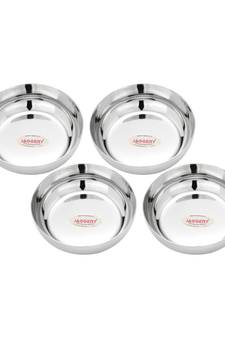 Stainless Steel Heavy Gauge Apple Halwa Plates with Mirror Finish Pack of 4  (Dia 9cm H 2.5cm  Capacity 110ml)