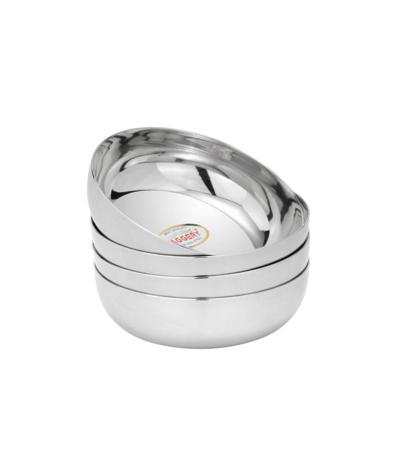 Stainless Steel Heavy Gauge Apple Halwa Plates with Mirror Finish Pack of 4  (Dia 9cm H 2.5cm  Capacity 110ml)