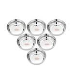 Stainless Steel Heavy Gauge  Apple Halwa Plates  with Mirror Finish Pack of 6  (Dia 10cm H 3cm Capacity 160ml)
