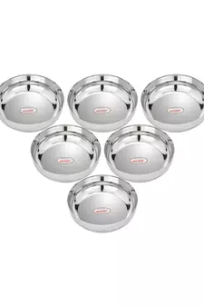 Stainless Steel Heavy Gauge Apple Halwa Plates  with Mirror Finish Pack of 6  (Dia 11.5cm H 3.3cm  Capacity 210ml)