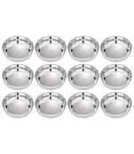 Stainless Steel Heavy Gauge Apple Halwa Plates with Mirror Finish Pack of 12  (Dia 11.5cm H 3.3cm  Capacity 210ml))