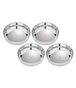 Stainless Steel Heavy Gauge Apple Halwa Plates  with Mirror Finish Pack of 4  (Dia 11.5cm H 3.3cm  Capacity 210ml))