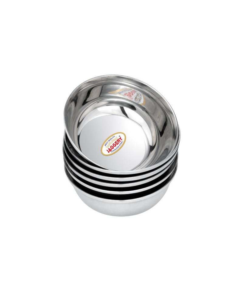 Stainles Steel Heavy Mirror Finish Bowl  Vati  Pack of 6 Capacity 150 ml  Dia 9cm H 4cm (Small)