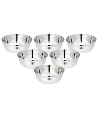 Stainles Steel Heavy Mirror Finish Bowl  Vati  Pack of 6  Capacity 210ml  Dia 10cm  H 4cm (Medium) 1