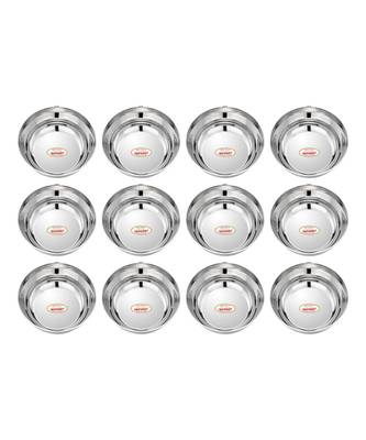 Stainless Steel Heavy Mirror Finish Bowl Vati  Pack of 12 Capacity 350ml (Dia 12cm H 5cm) (Extra Large for Soup) 1