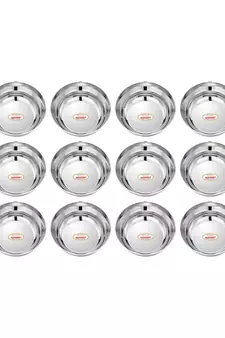 Stainless Steel Heavy Mirror Finish Bowl Vati  Pack of 12 Capacity 350ml (Dia 12cm H 5cm) (Extra Large for Soup)