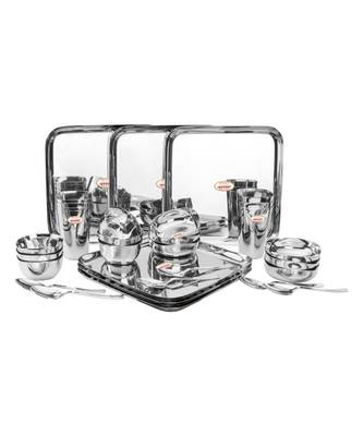 Stainless Steel Heavy Gauge Mirror Finished Square Dinner Set  30 pcs Set 1